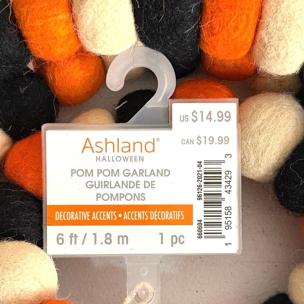 ASHLAND Halloween Pom Pom garland 6FT (Lot of 6) - Picture 2 of 3